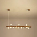 Brown Modern Linear Island Pendant Metal Lamp 12 / Globe