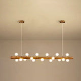 Brown Modern Linear Island Pendant Metal Lamp 18 / Globe