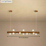 Brown Modern Linear Island Pendant Metal Lamp