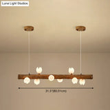Brown Modern Linear Island Pendant Metal Lamp
