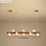 Brown Modern Linear Island Pendant Metal Lamp