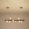 Brown Modern Linear Island Pendant Metal Lamp 8 / Globe