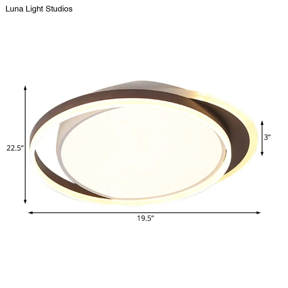 Brown Orbit Led Flush Mount Ceiling Light For Living Room - Simple 16’/19.5’ Wide Warm/White