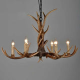 Brown Resin Chandelier Light Fixture - Traditional Antler Ceiling Lighting For Living Room 6 /