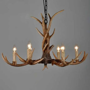 Brown Resin Chandelier Light Fixture - Traditional Antler Ceiling Lighting For Living Room 6 /