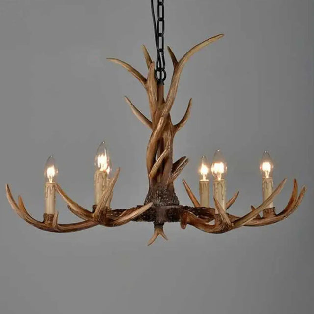Brown Resin Chandelier Light Fixture - Traditional Antler Ceiling Lighting For Living Room 6 /
