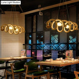 Brown Rope-Wrapped Helix Island Pendant: Farmhouse Edition - 2 Heads Ideal For Restaurants And