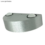 Brushed Silver Led Flush Mount Wall Light - Modern Metallic Semicircle Sconce With Blue/Red/Green