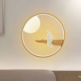 Buddha Wooden Mural Led Wall Lamp In Black/Beige For Bedside Wood