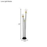 Bulb Floor Lamp - Minimalist Metallic 3-Head Stand Up Light For Study Room Black