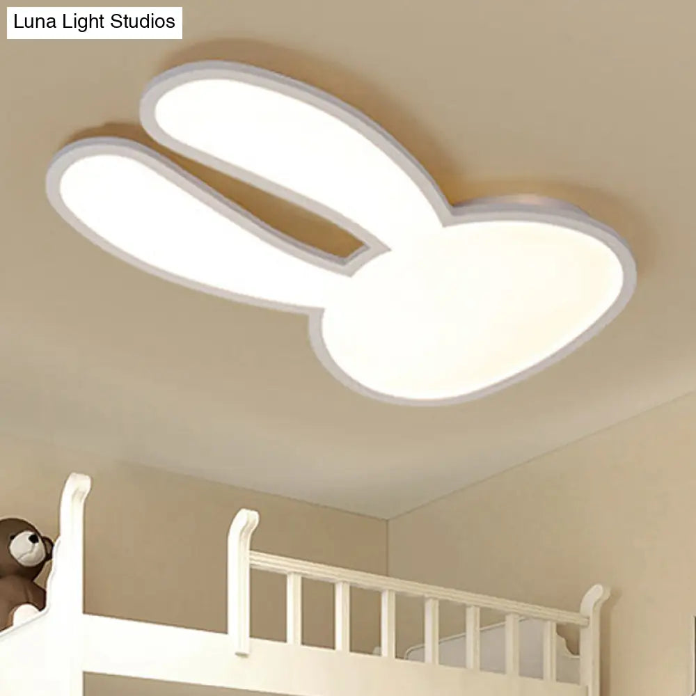 Bunny Ceiling Lamp For Baby Girl’s Room - Acrylic Led Mount Light With Eye-Care Technology