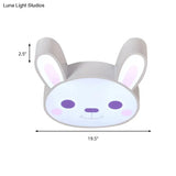 Bunny Girls Bedroom Ceiling Light - Acrylic Animal Fixture In White