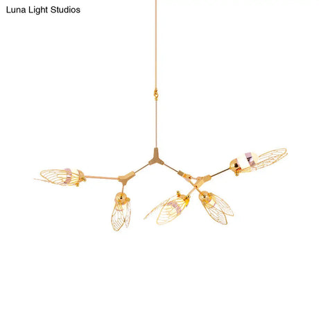 Butterfly Chandelier Pendant Light - Romantic Metallic Gold Finish For Dining Table