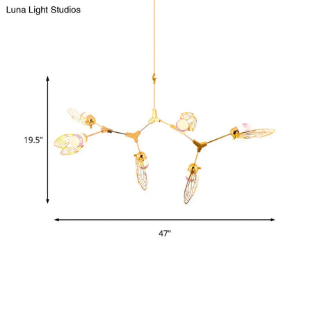 Butterfly Chandelier Pendant Light - Romantic Metallic Gold Finish For Dining Table