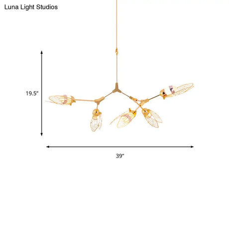 Butterfly Chandelier Pendant Light - Romantic Metallic Gold Finish For Dining Table