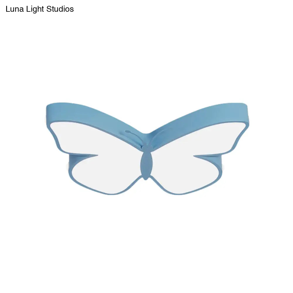 Butterfly Led Flush Mount Lamp In Warm/White Light 19.5’/23.5’ Width - White/Pink/Blue Cartoon