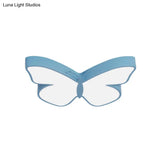 Butterfly Led Flush Mount Lamp In Warm/White Light 19.5’/23.5’ Width - White/Pink/Blue Cartoon