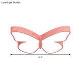 Butterfly Led Flush Mount Lamp In Warm/White Light 19.5’/23.5’ Width - White/Pink/Blue Cartoon