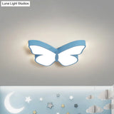 Butterfly Led Flush Mount Lamp In Warm/White Light 19.5’/23.5’ Width - White/Pink/Blue Cartoon