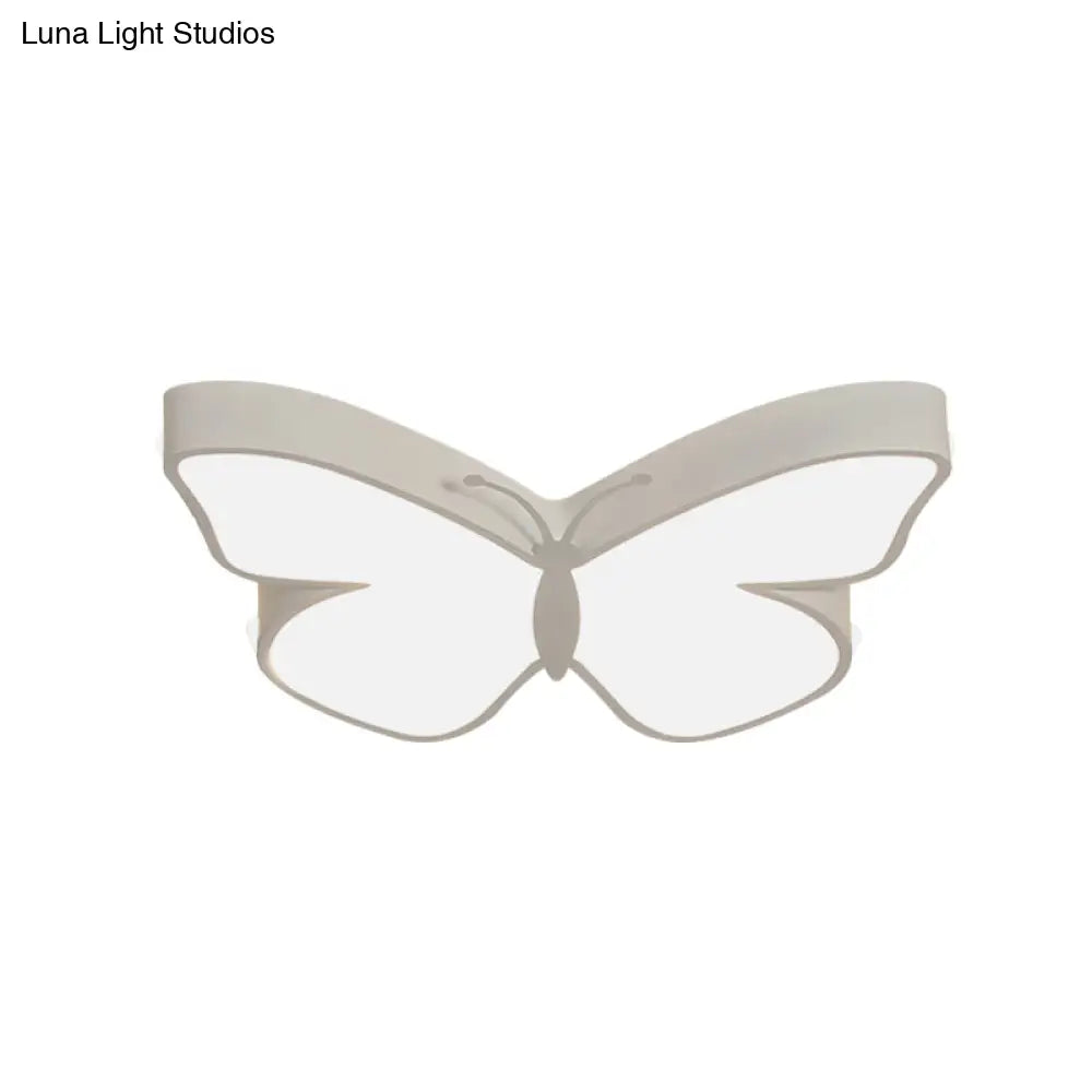 Butterfly Led Flush Mount Lamp In Warm/White Light 19.5’/23.5’ Width - White/Pink/Blue Cartoon