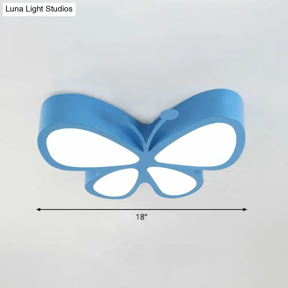 Butterfly Led Flush Mount Light - Nursery Ceiling Lamp Cartoon Metal Design