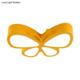 Butterfly Led Flush Mount Light - Nursery Ceiling Lamp Cartoon Metal Design Yellow / 18 White
