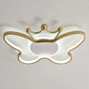 Butterfly Semi Flush Ceiling Lights - Cartoon Aluminum Chandelier For Kids Bedroom Gold / 19.5 White