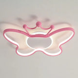 Butterfly Semi Flush Ceiling Lights - Cartoon Aluminum Chandelier For Kids Bedroom Pink / 19.5 Third