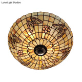 Butterfly Semi Flush Mount Light With Beige Glass – Pack Of 5 Bulbs Perfect For Dining Room Lodge