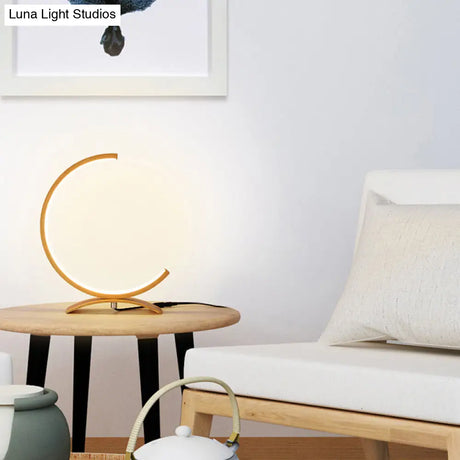C-Shaped Aluminum Led Table Lamp With Dimmer Switch - Minimalist Style Night Light