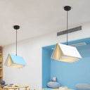 Cafe Pendant Lamp - Book Design Metal Construction Single-Bulb Macaron Ceiling Hang Light In