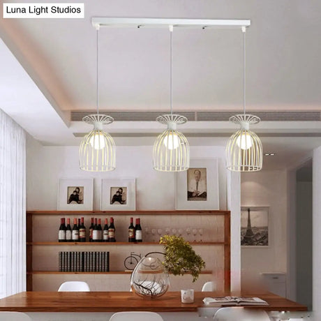 Cage Shade Pendant Light Fixture - Wine Glass & Metal Industrial Ceiling For Dining Room