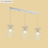 Cage Shade Pendant Light Fixture - Wine Glass & Metal Industrial Ceiling For Dining Room