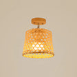 Cage Style Asian Bamboo Ceiling Light - Wood Semi Flush Single-Bulb Aisle Mounted / Birdcage