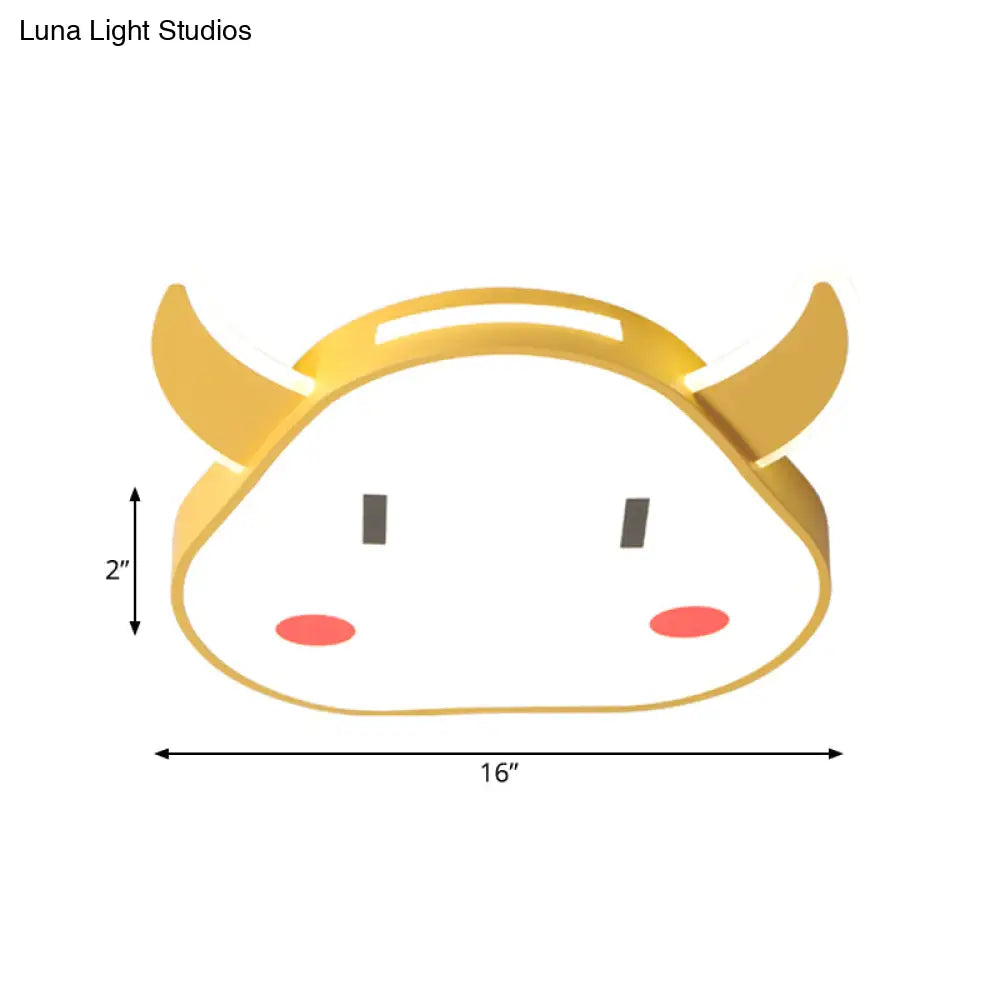 Calf - Shaped Cartoon Acrylic Led Flushmount Ceiling Light For Bedroom In Warm/White