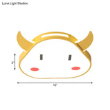 Calf - Shaped Cartoon Acrylic Led Flushmount Ceiling Light For Bedroom In Warm/White