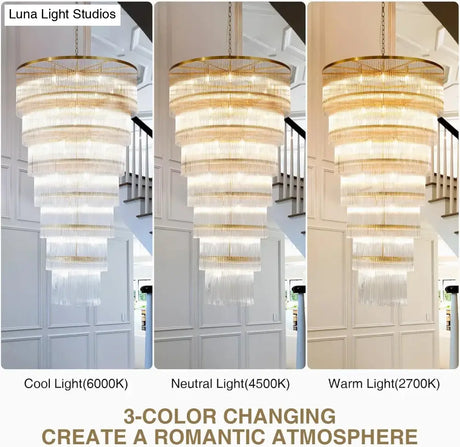 Callista Glass Staircase Chandelier Long Crystal Pendant for Foyer & Loft chandelier