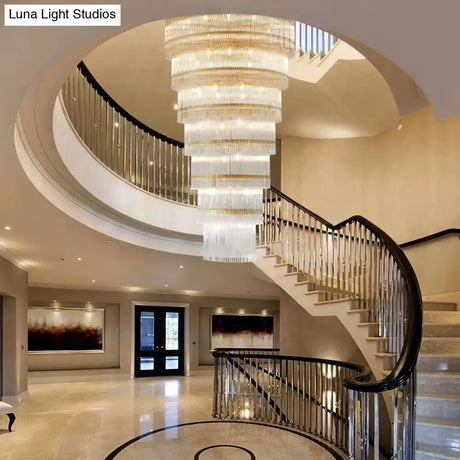 Callista Glass Staircase Chandelier Long Crystal Pendant for Foyer & Loft chandelier