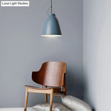 Candy Colored Bucket Hanging Light - Macaron Aluminum Pendant (1 Light) In Blue/Pink For Office Or