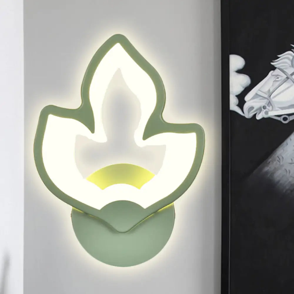 Candy Colored Cartoon Sconce Lamp For Childs Bedroom Stair Wall Green / Flower