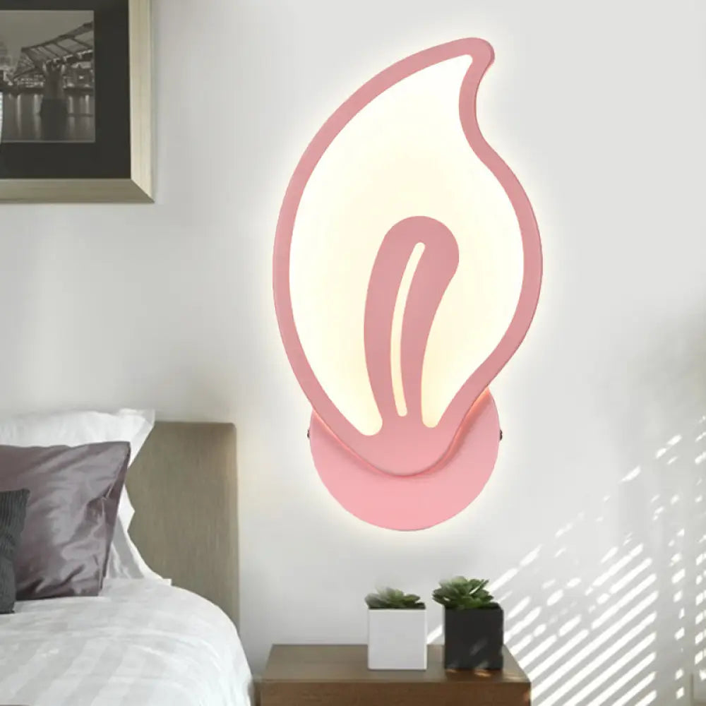 Candy Colored Cartoon Sconce Lamp For Childs Bedroom Stair Wall Pink / Leaf