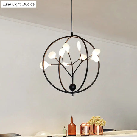 Caph - Slim Thin Swig Hallway Boutique Chandelier Metal 9 Lights Creative G9 Pendant Lighting Black