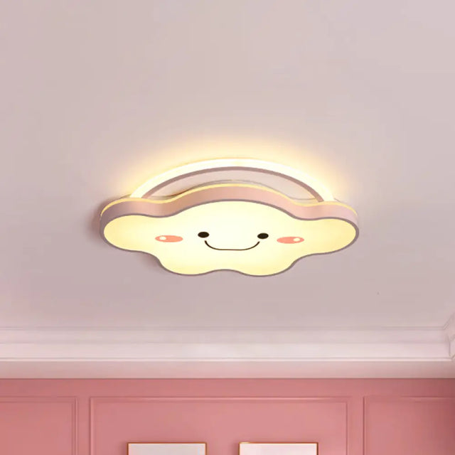 Cartoon Acrylic Cloud Led Flush Mount Ceiling Lamp In White Light - Gold/Blue/Pink 19.5/25.5 Wide
