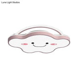 Cartoon Acrylic Cloud Led Flush Mount Ceiling Lamp In White Light - Gold/Blue/Pink 19.5’/25.5’ Wide