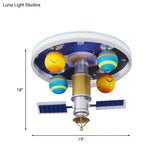 Cartoon Acrylic Led Kid - Bedroom Flush Ceiling Lamp In Yellow And Blue - Satellite Mount Fixture