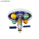 Cartoon Acrylic Led Kid - Bedroom Flush Ceiling Lamp In Yellow And Blue - Satellite Mount Fixture