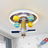 Cartoon Acrylic Led Kid - Bedroom Flush Ceiling Lamp In Yellow And Blue - Satellite Mount Fixture