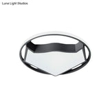 Cartoon Cat Led Flush Mounted Light Fixture For Kids’ Bedroom In Black/Gray
