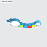 Cartoon Caterpillar Led Ceiling Lamp In Yellow/Blue