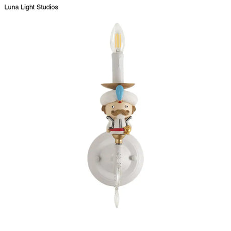 Cartoon Character Candle Wall Sconce - Modern Crystal Deco Resin Light For Kids Room